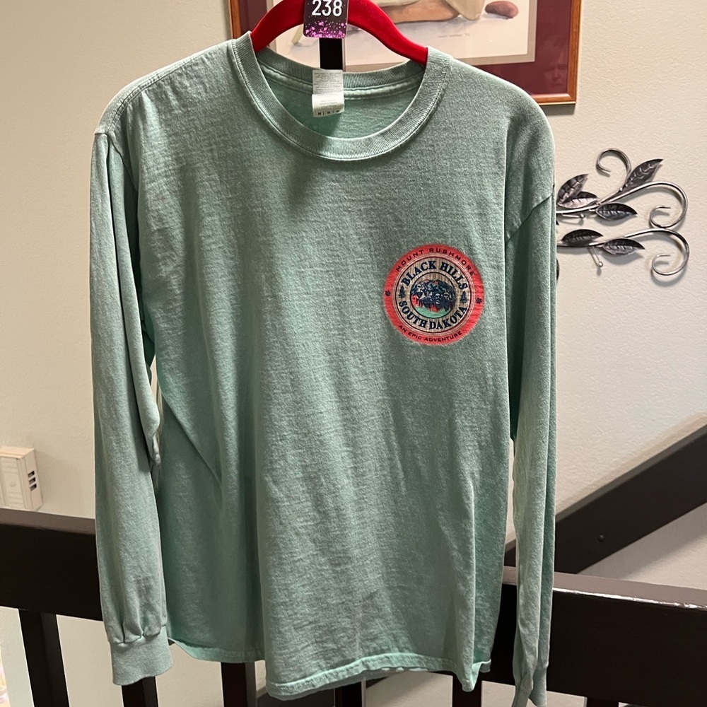 Green Long Sleeve Graphic Tee Black Hills South Dakota #238